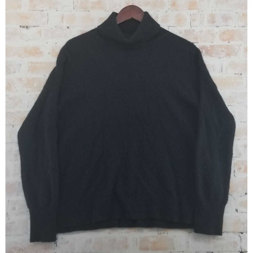 Nordstrom Women's Black 100% Cashmere Long Sleeve Turtleneck Sweater Damaged